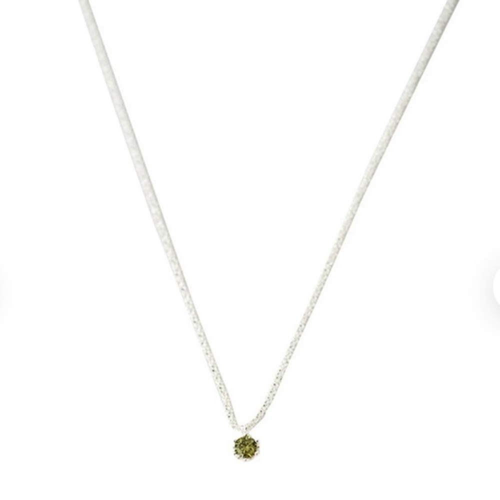 Simulated Emerald CZ Necklace – 14K Gold Plated 925 Silver, Dainty Round Pendant - Picture 5 of 11